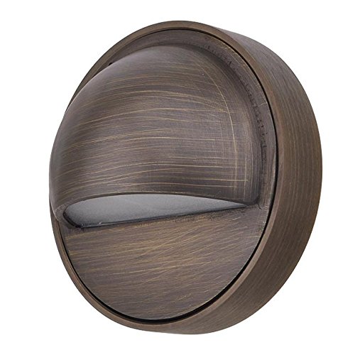 MarsLG BRS1 ETL-Listed Solid Brass Low Voltage Landscape Deck Light in Antique Brass Finish and Free G4 LED Bulb, 36DK01BS