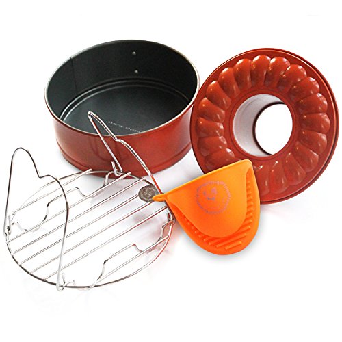 Pressure Cooking Three Piece Bundle Set For Use With Pressure Cookers And Oven, Includes 7" Spring form Bundt Pan, Steamer Trivet, Silicone Mitts 1 Pressure Cooking Three Piece Bundle Set For Use With Pressure Cookers And Oven, Includes 7" Spring form Bundt Pan, Steamer Trivet, Silicone Mitts