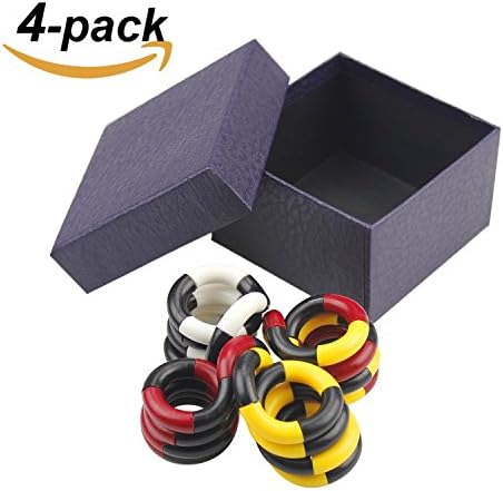 Classic Fidget Sensory Toys Pack Set of 4,Office Stress/Anxiety Relief Stim Toys (Red Black Yellow White)
