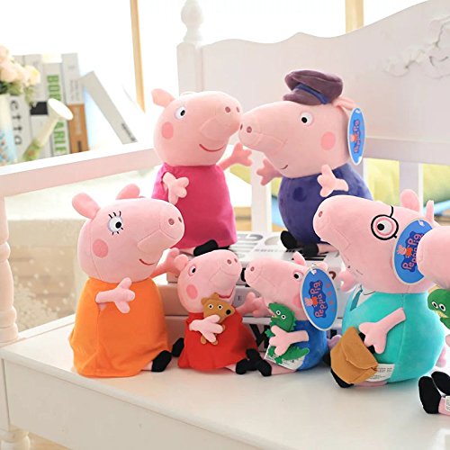 One Set(4pcs) 30cm2+19cm2 Pig Plush Toy George Family Mom Dad Grandparents Stuffer Plush Toy Pink Pig Doll Cartoon Figure