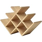 KIRIGEN Wooden 8-Bottle Wine Rack - 3-Tier Wood Wine Display Rack/Standing and Countertop Wine Storage Shelf - Bottle Holder/Cabinet Glass Rack Natural XHJJ3-NA