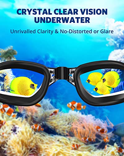 Aegend Swim Goggles 2-Pack, No Leaking Anti-Fog UV Protection Mirrored Swim Glasses for Adult Men Women, Wide View Outdoor