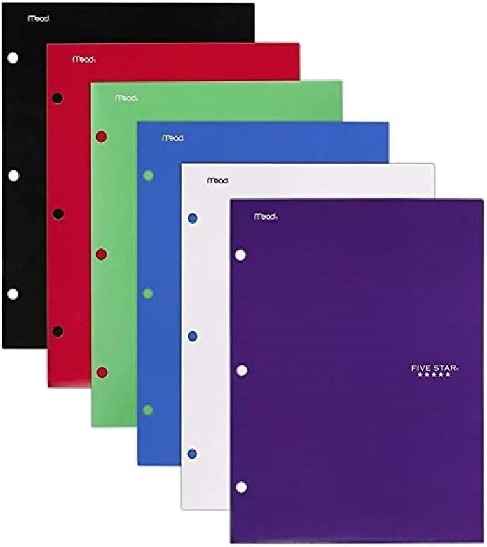 Five Star 4 Pocket Folders, 2 Pocket Folders plus 2 additional Pockets, Assorted Colors, 6 Pack (38058) : Office Products