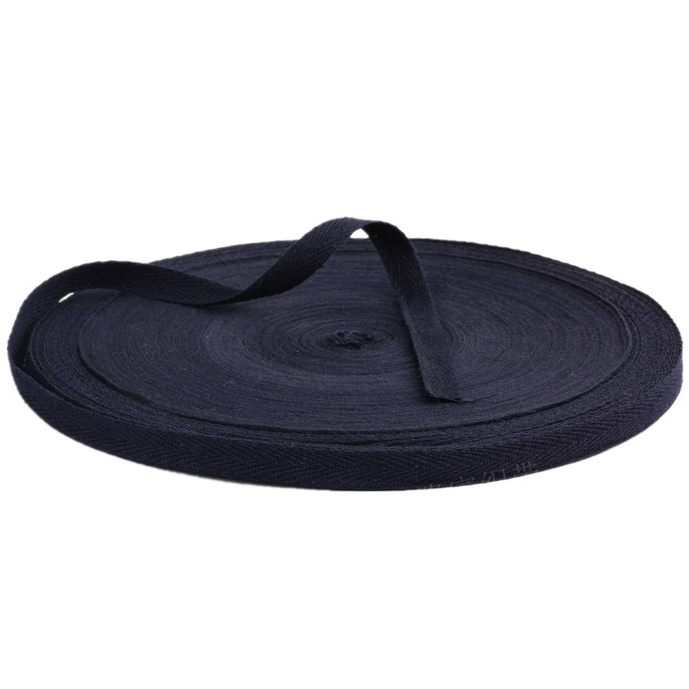 50 Meters Cotton Ribbon Herringbone Webbing Trim Fabric Tape Tapestry for Bias Binding Gift Wrapping Embellishment Craft Width 10mm (Navy Blue)