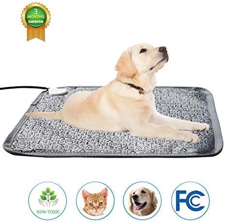 Shenglaolun Dog Heating Pads Electric Heating Pad Waterproof Adjustable Warming Mat with Chew Resistant Steel Cord(L-27.9''X17.7'' )