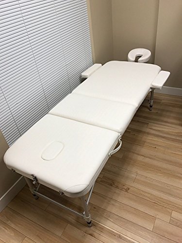 ANGEL USA 3-Section Aluminum 84" L Portable Massage Table Facial SPA Bed Tattoo w/Free Carry Case (Cream White) - Image 3