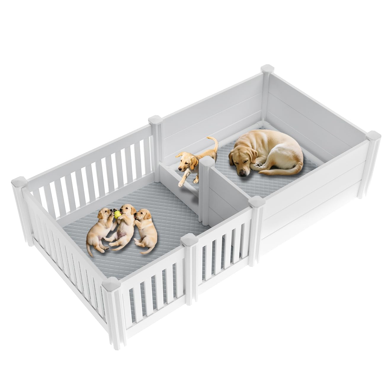 Photo 1 of *DAMAGE, INCOMPLETE** Whelping Box for Dogs 76''x 39''x 18'',with Pig Rails Washable Pad,2 Room Whelping Box for Dogs and Puppies Suitable for Small Medium Large Breeds