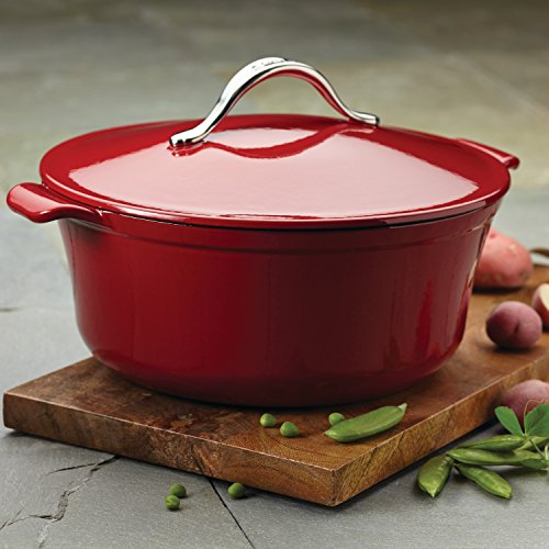 Anolon Vesta Cast Iron Cookware 7Quart Round Covered Dutch Oven