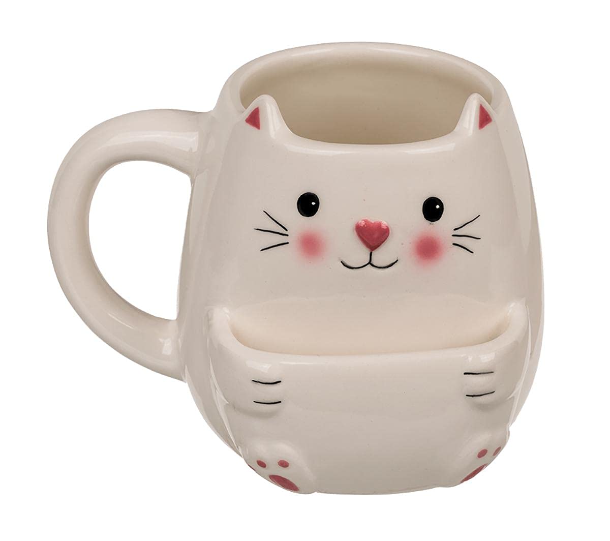 outoftheblue Cat Coffee Mug with Biscuit Compartment - Kitten Cup Coffee Cup, Clear