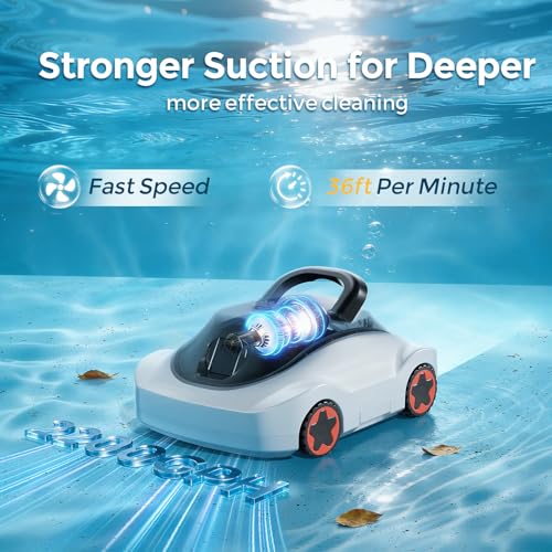 OUCAXIA C5 Cordless Robotic Pool Cleaner with 180-Min Runtime, 2.7L Large-Capacity Filter Basket, Self-Parking & Lightweight Design, for Above-Ground & In-Ground Pools up to 2,200 Sq.Ft (Snow)