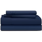 Cosy House Collection Everyday 1500 Series Bed Sheet Set - Ultra Soft & Cool Hotel Bedding - Deep Pocket - Wrinkle, Stain and Fade Resistant - 4 Piece Set (Cal King, Navy Blue)