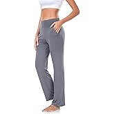 ADANIKI Women’s Yoga Pants with Pockets, High Waisted Bootcut Straight-Leg Pants for Women, Loose Comfy Modal Sweatpants