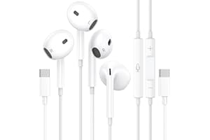 2 Packs USB C Headphones for iPhone 17 16 15 Pro Max, Type C Earphones with Microphone and Volume Control USB C Wired Earbuds