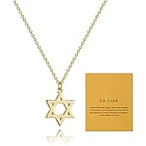 Tazimo Gold Star of David Necklace for Women/Men Jewish Star Pendant Necklaces Minimalist Statement Trendy Necklaces Jewelry Gifts for Women/Men