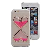 Urberry 5C Case, Pink Clear Gel Liquid Case, Sparkle Love Heart, Creative Design Flowing Liquid Floating Luxury Bling Glitter Sparkle Hard Case for iPhone 5C with a Screen Protector