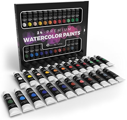 Castle Art Supplies Watercolor Paint Set for Professionals or Kids - 24 Concentrated and Vivid Color