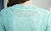 Shawhuaa Womens Lace Splice Crochet knit Elegant Cardigan Shirt Light Green