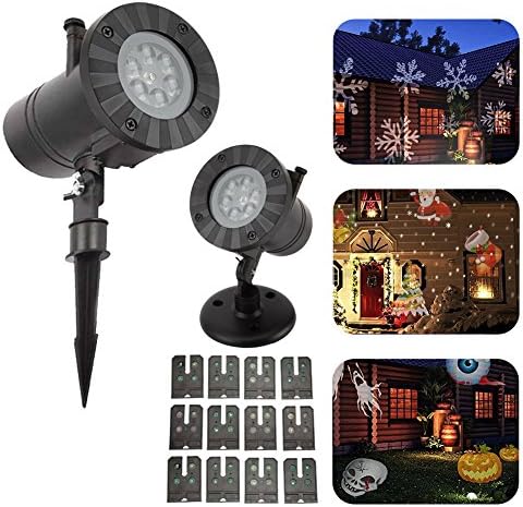 NEW 2017 Christmas Projector Lights with 12 Switchable Patterns,LED Rotating Projection Spotlight Light for Christmas Halloween Wedding Birthday Holiday Garden Landscape Outdoor or Indoor Decoration
