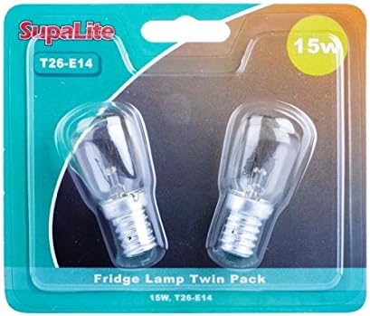 SupaLite T26-E14 Base 15W Fridge Bulbs (Twin Pack)