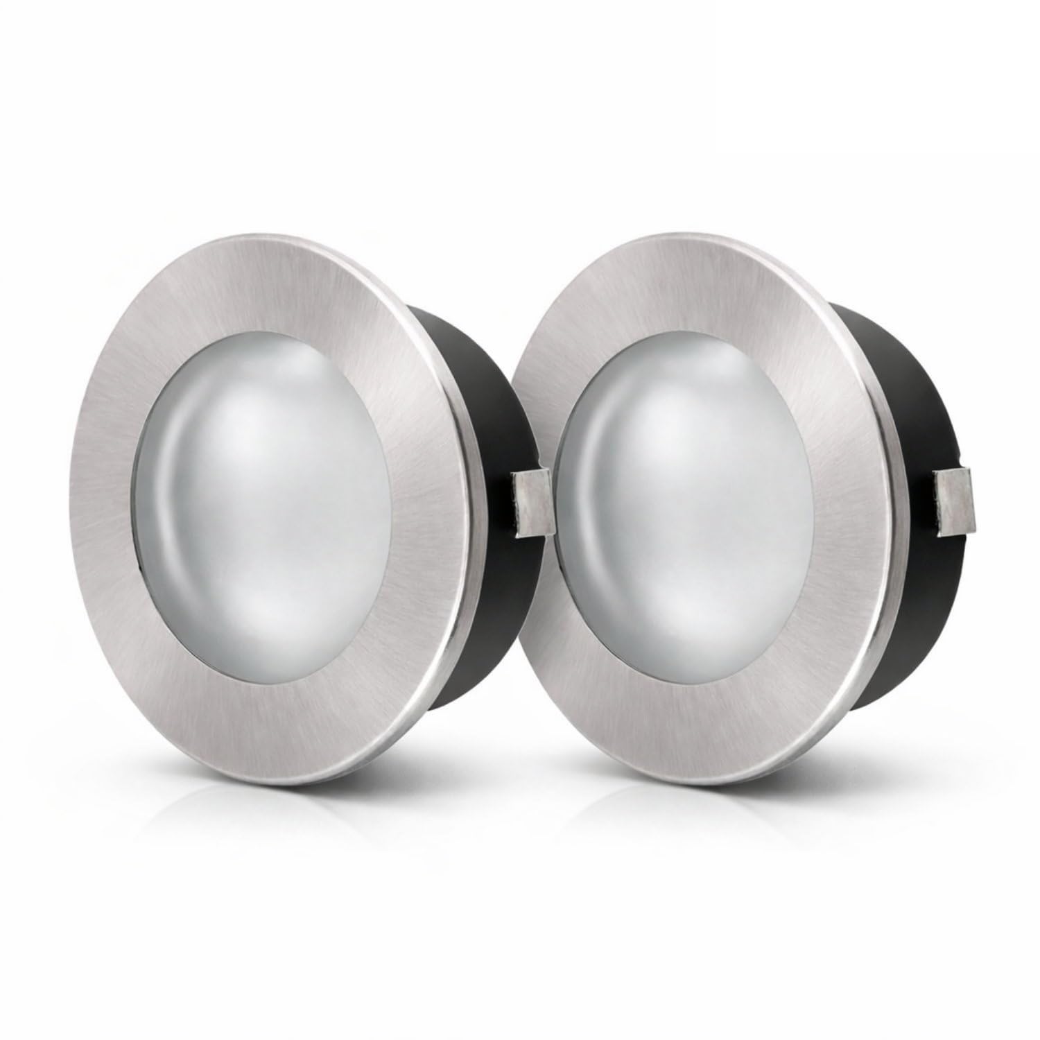 ADAKAT Pack of 2 Full Metal Recessed Spotlights G4 12 V Glass Cover