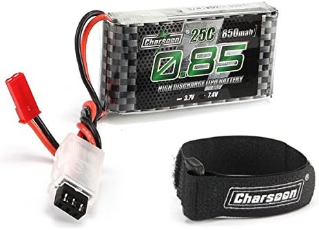 Charsoon 7.4V 850mAh 2S 25C Lipo Battery JST Plug with Strap