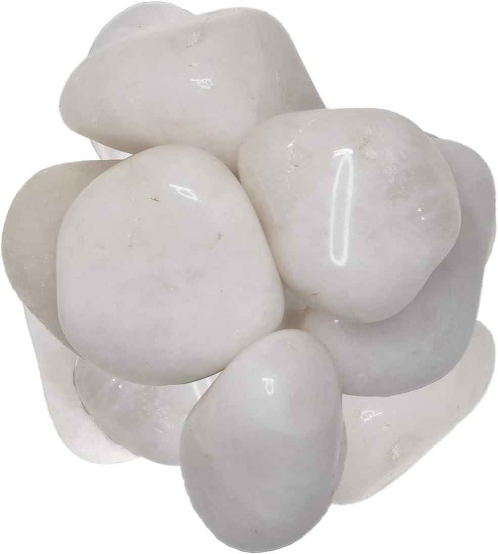 Materials: 1 lb Milky Quartz Tumbled Stones - Grade 1 - XXLarge - 1.75" to 2.5" Avg. - Bulk Natural Rocks Polished Gemstone Supplies for Wicca, Reiki, Energy Crystal Healing
