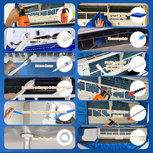 kikepilm Air Conditioning Maintenance Kit, Split Air Conditioning Cleaning Kit for Air Conditioner (Blue and Transparent White, Type Z)
