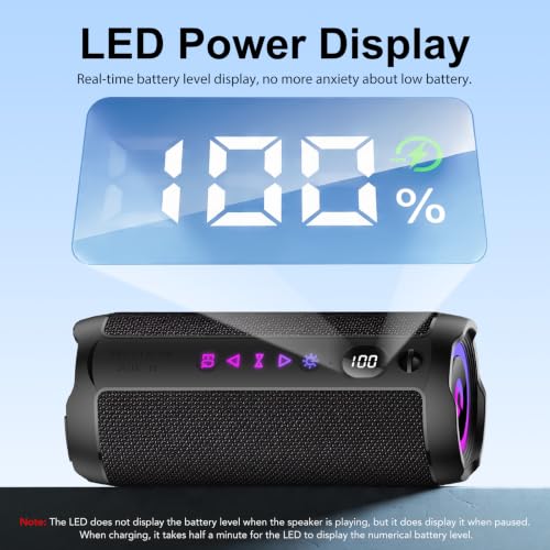 Portable Bluetooth Speaker 25W, Powerful Bluetooth Speaker, Dual Bass Speakers, 25H Playback, IPX7, RGB, TWS Pairing, AUX, TF, USB, Ideal for Outdoor Activities, Parties, Travel.
