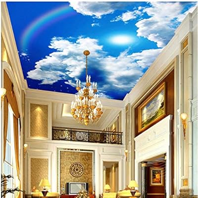 Amazon Xbwy 壁画 壁の装飾 大天井の壁画壁紙青空と白い雲虹の自然風景 280x0cm 壁紙
