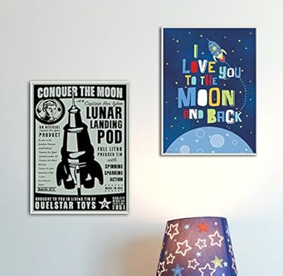 The Kids Room by Stupell The Love You Moon and Back Rocket Ship Wall Plaque Art