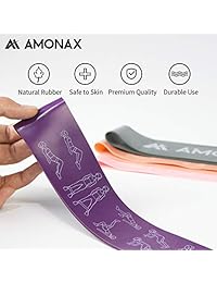 AMONAX Resistance Bands Loop Bands for Legs and Glutes with Exercise Guide Printed. Set of 4 Bands. Perfect for Home and Gym Workout, Physical Therapy, Pilates and Yoga.