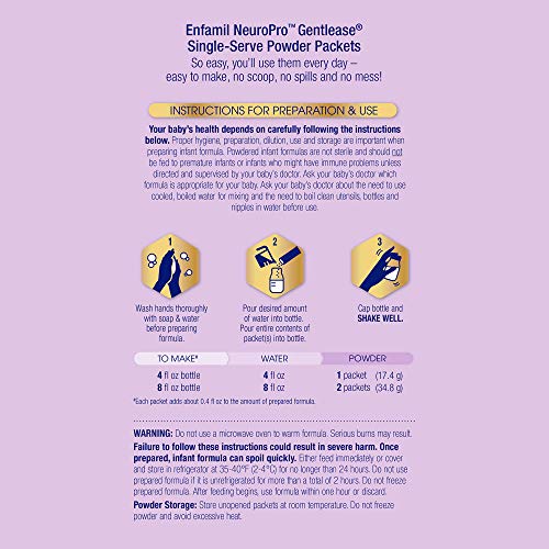 Enfamil NeuroPro Gentlease Baby Formula Gentle Milk Powder, 14 single serve packets (17.4 gram each) - MFGM, Omega 3 DHA, Probiotics, Iron & Immune Support - Thumbnail 7