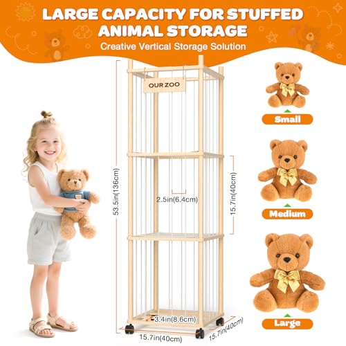 Stuffed Animal Storage: Stuffy Storage with Mesh Net, Plush Toy Organizer with Wheels, Space-Saving Stuffed Animal Zoo for Kids Room or Nursery(XL)