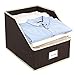 SONGMICS 3 Pack Open Storage Bins Foldable Trapezoid Storage Cubes Non-Woven Cloth Organizers with Label Holders for T-Shirts Sweaters etc, Brown UROB03K