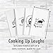 Cooking Up Laughs Funny Kitchen Towels. Set of 4 Hand Towels with Sayings. Fun Dish Towels for Housewarming Gift, Christmas, Birthday or Mothers Day. Cotton Flour Sack Towels, Cute Novelty Gifts