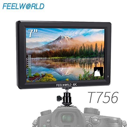 FEELWORLD T756 7 Inch DSLR Camera Field Monitor 4K HDMI Input Output Video Assist Full HD LCD Screen IPS 1920x1200 External Display with Peaking Focus False Colors Zebra Exposure