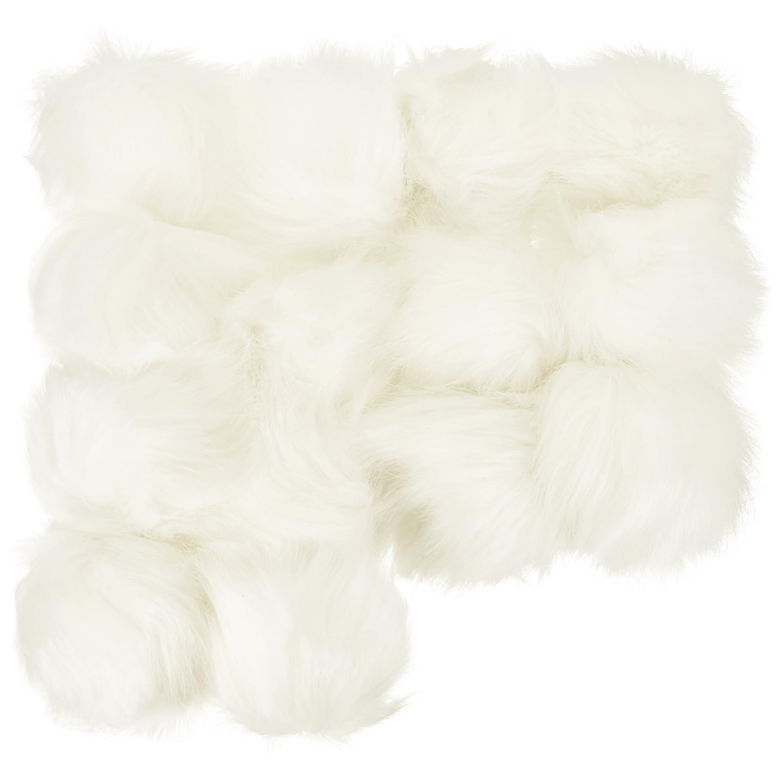 PATIKIL Faux Fur Pom Poms for Hats, 14 Pcs Fluffy Soft Fur Poms Balls with Elastic Loop for Keychain Knitting Hats DIY Scarves Gloves Bag Christmas, White
