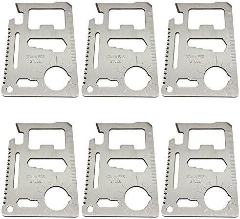 Blackett 11 in 1 Credit Card Multitool, Made of Solid Stainless Steel, For EDC and Survival, 6 Pack