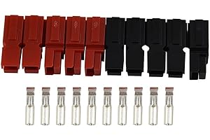 IdealThingShop Red and Black 15A/45A 600V Terminal Connector Kit, Polycarbonate Shell with Silver-Plated Copper Contacts for 