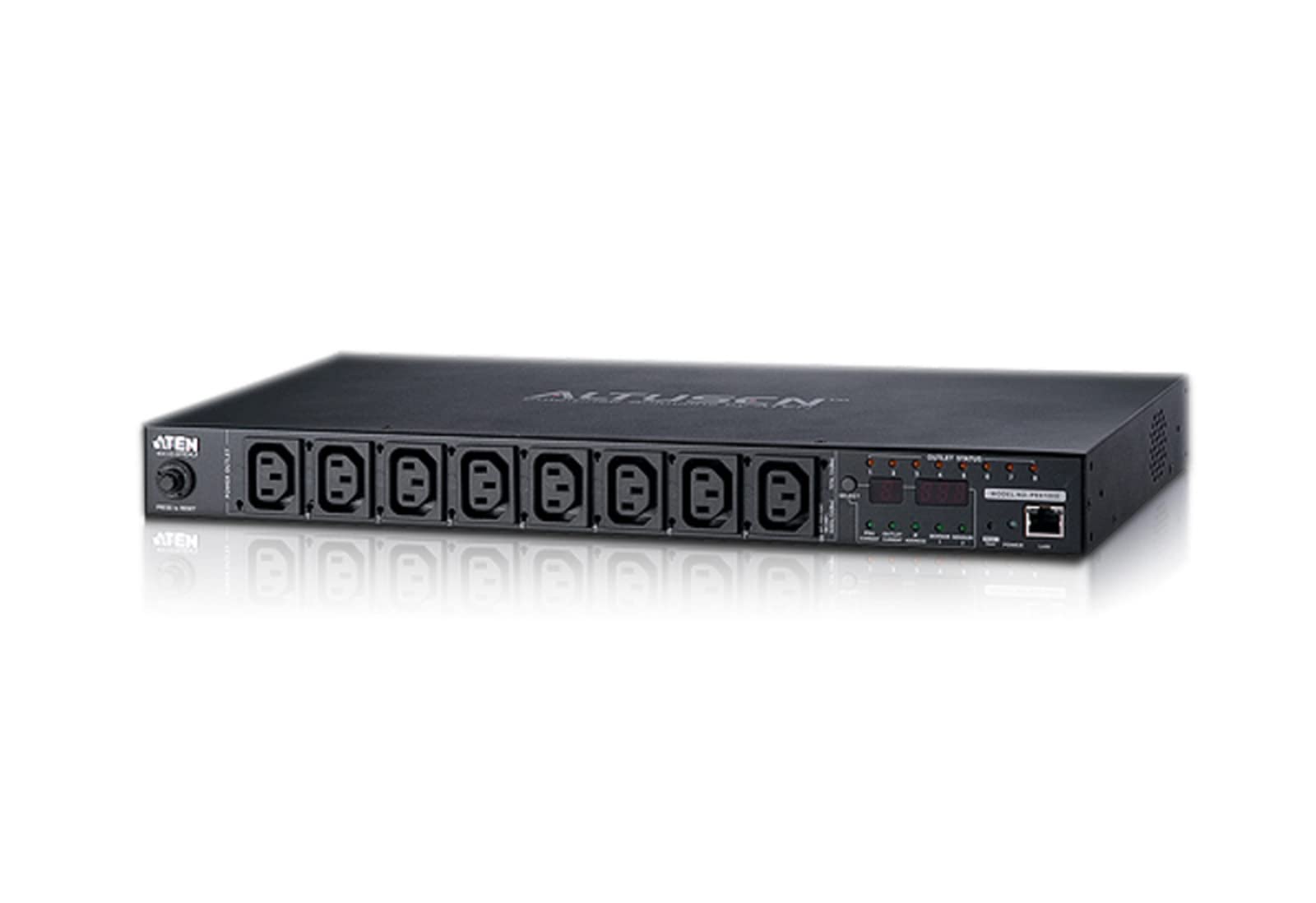 15A/10A 8-Outlet 1U Metered & Switched eco power PDU PE6108G ATEN, Remote power outlet control, Real-time monitoring, Proactive Overload Protection (POP), UK, #1 KVM Market Leader