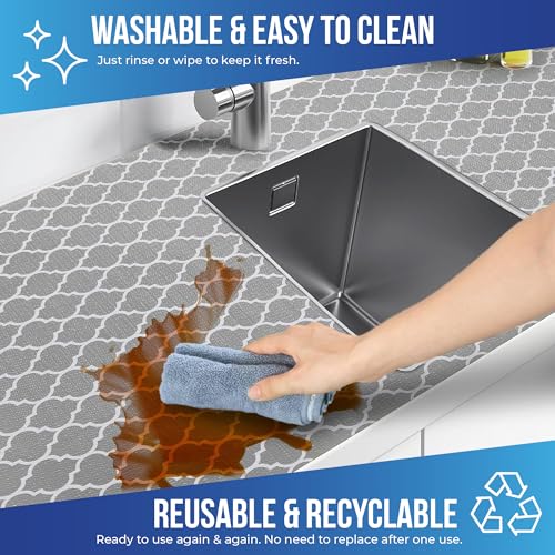 IAZORA Shelf Liner for Kitchen Large 2 Rolls (40 x 200cm) Non-Adhesive Drawer Liner, Non-Slip Food Grade EVA Cabinet Liner for shelves, Stain-Proof contact paper for Refrigerator and Drawers