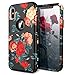 WeLoveCase iPhone X Case, Shockproof Armor Defender Case High Impact Heavy Duty Hard PC with Soft Bumper 3 in 1 Protective Cover with Flower Floral Printed Pattern Design for iPhone X - Bbellamy Red