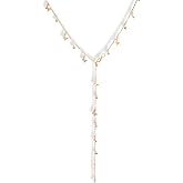 Buyongwant Irregular Y2k Long Y-shaped Necklace with Zircon Inlaid Sparkling Brick Tassel Pendant Double-Layer Chain High-end Fashion Accessory Women's