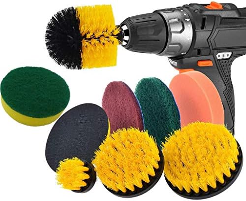 Drill Brush Attachment Set - Drill Brush Scrub Pads 9 Piece Power Scrubber Cleaning Kit All Purpose Cleaner Scrubbing Cordless Drill for Cleaning Pool for Kitchen, Bathroom, Floor, Tile, Car