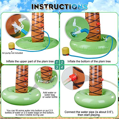COUOMOXA Water Sprinkler Toy Inflatable Palm Tree, Outdoor Water Play Sprinklers Summer Cooler Spray Toy Water Fun Backyard Play Hawaiian Luau Party Decoration Tree ,61" for Toddler,Kids and Famil - Thumbnail 2