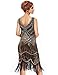 Uniq Sense XS-XXL Women's Roaring 20s V-Neck Gatsby Dresses- Vintage Inpired Sequin beaded Flapper Dresses (XS, dark gold)
