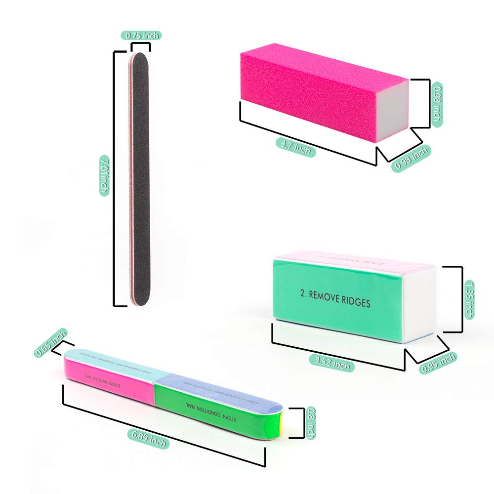 Arashill Nail Files and Buffer, Professional Manicure Tools Kit (22PCS), Rectangular Art Care Buffer Block Tools, For Salon Nail Art : Beauty
