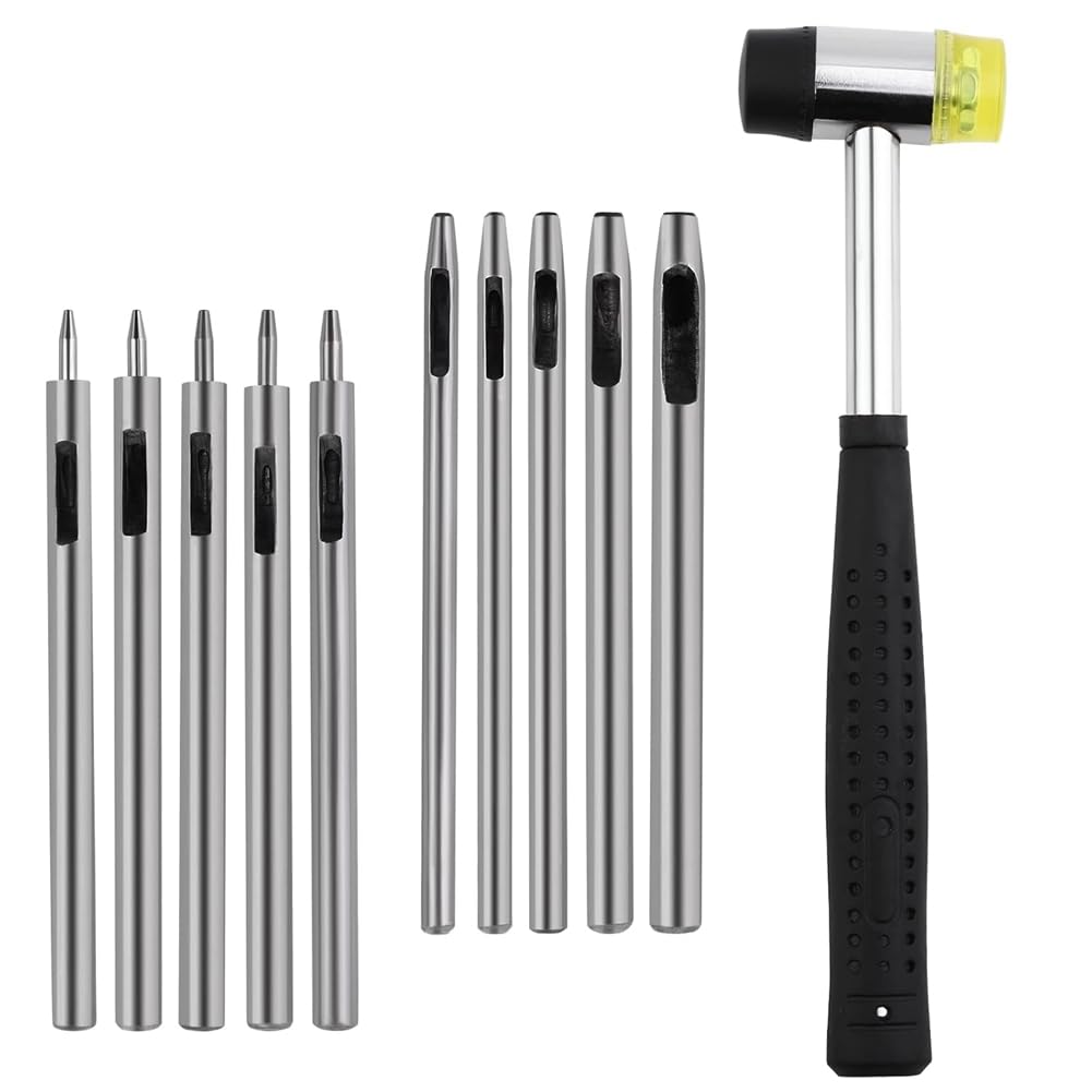 Erpmlyo 10 Pcs Leather Hole Punch Tool Set, 0.5mm-3.5mm Round Hole Punch Working Tools for Leather Belts, Canvas, Watch Band