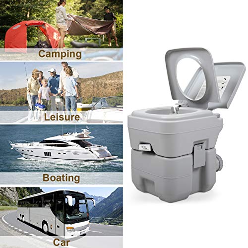 thegreatshopman 20L 5.3 Gallon Portable Travel Toilet Mobile Camping Outdoor/Indoor Commode Potty Gray