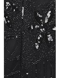 PrettyGuide vestido de cóctel con flecos de estilo charlestón, art déco y Gatsby, inspirado en los años 20, con lentejuelas, para mujer